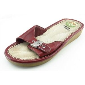 Earth Shoe Size 5.5 M Red Slide Leather Women Sandal‎ Shoes